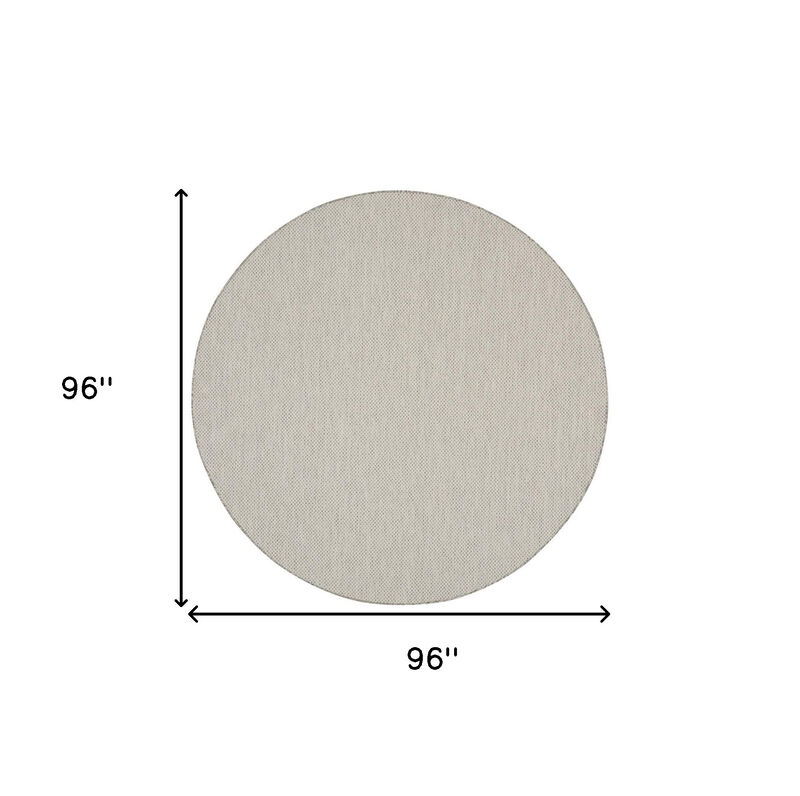 HomeRoots 8' Ivory And Silver Round Geometric Indoor Outdoor Area Rug image number 4