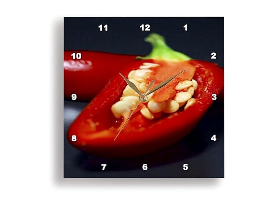Capiscum Seeds Chili Pepper Chilli Wall Clock 13 Inch Red Home Decor