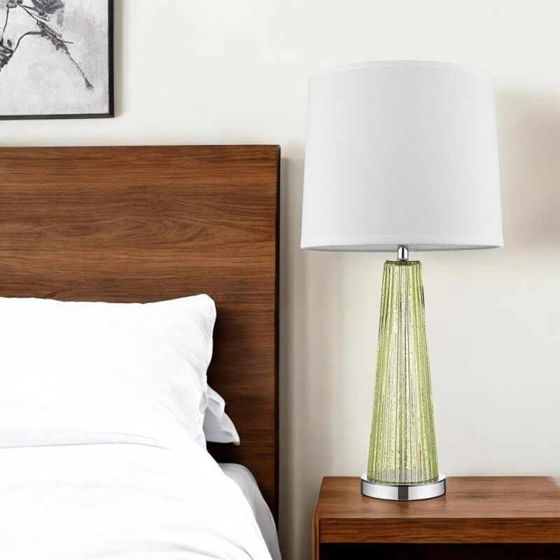 Hivvago 29" Green Glass Buffet Lamp With Off White Empire Shade