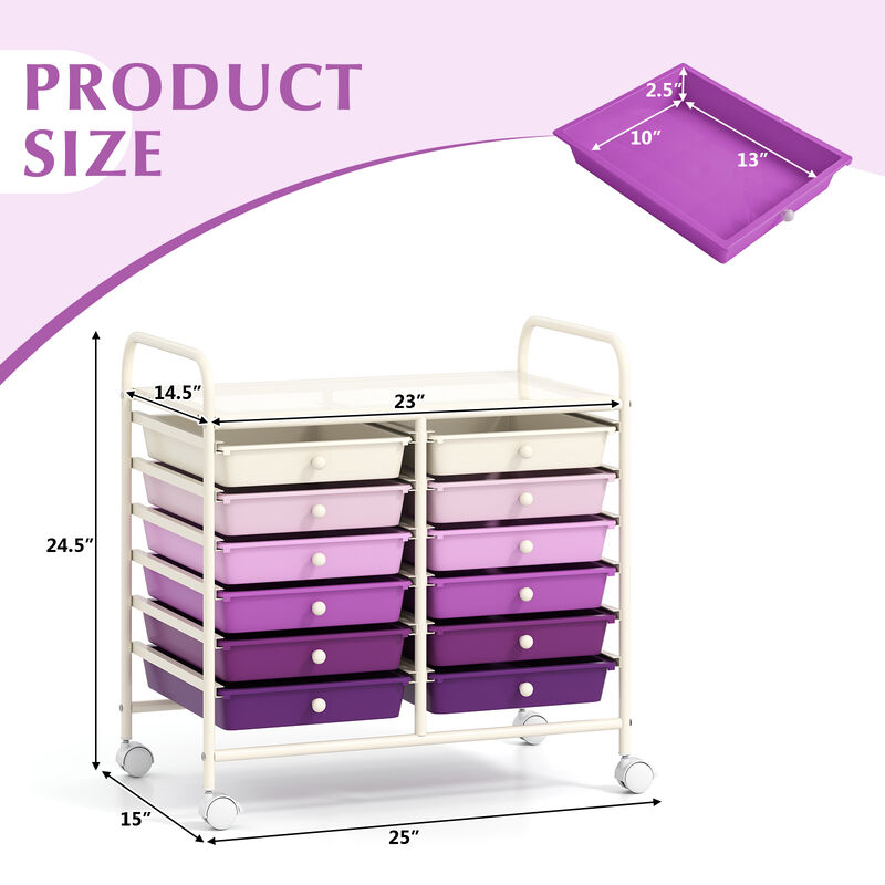 Heavy-Duty Rolling Cart with 12 Drawers – Ideal for Craft & Office Use