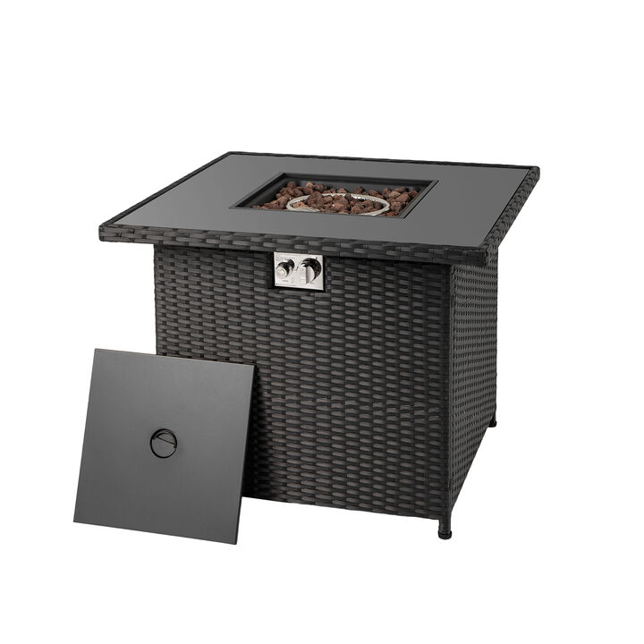 50,000 BTU Propane Fire Pit Table with Tempered Glass Top for Outdoor Use