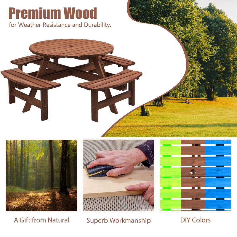 Gwogfa 8 Person Wooden Picnic Table image number 6