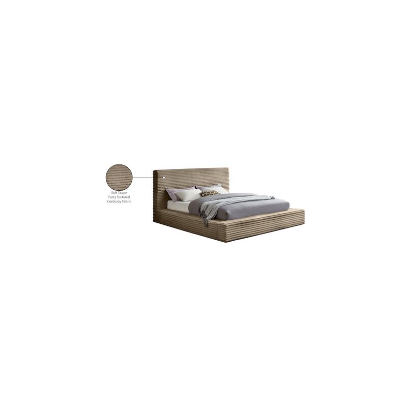 Meridian Furniture Dexter Taupe Corduroy Fabric Queen Bed