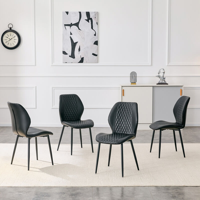 Whisen 4-Pack PU Leather Dining Chairs with Metal Legs, Light Luxury Upholstered Accent Chairs for Dining Room, Office, Study image number 2