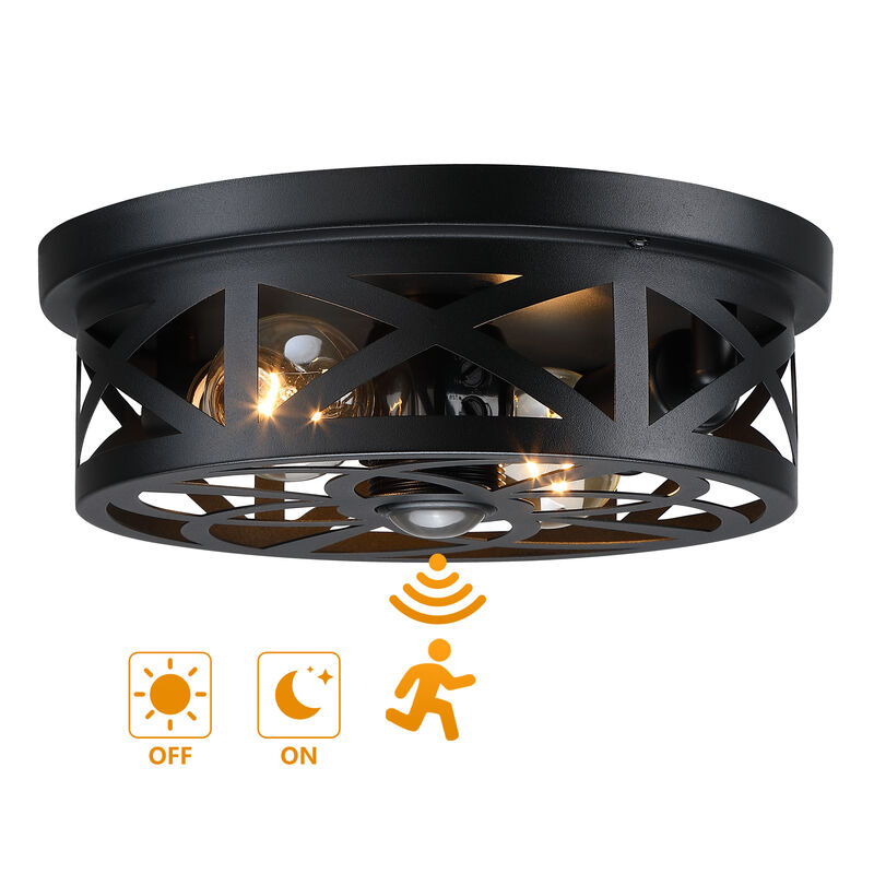 10.94" Modern 2-Light Motion Sensor Outdoor Flush Mount Light image number 1