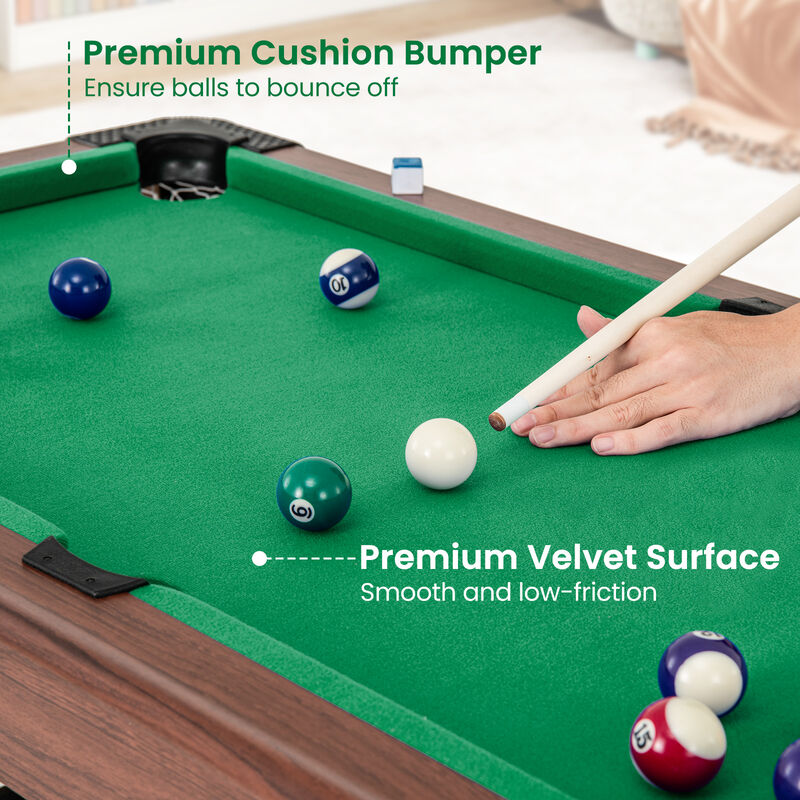 Kids and Adults Wooden Pool Table with Complete Billiard Ball Set image number 4