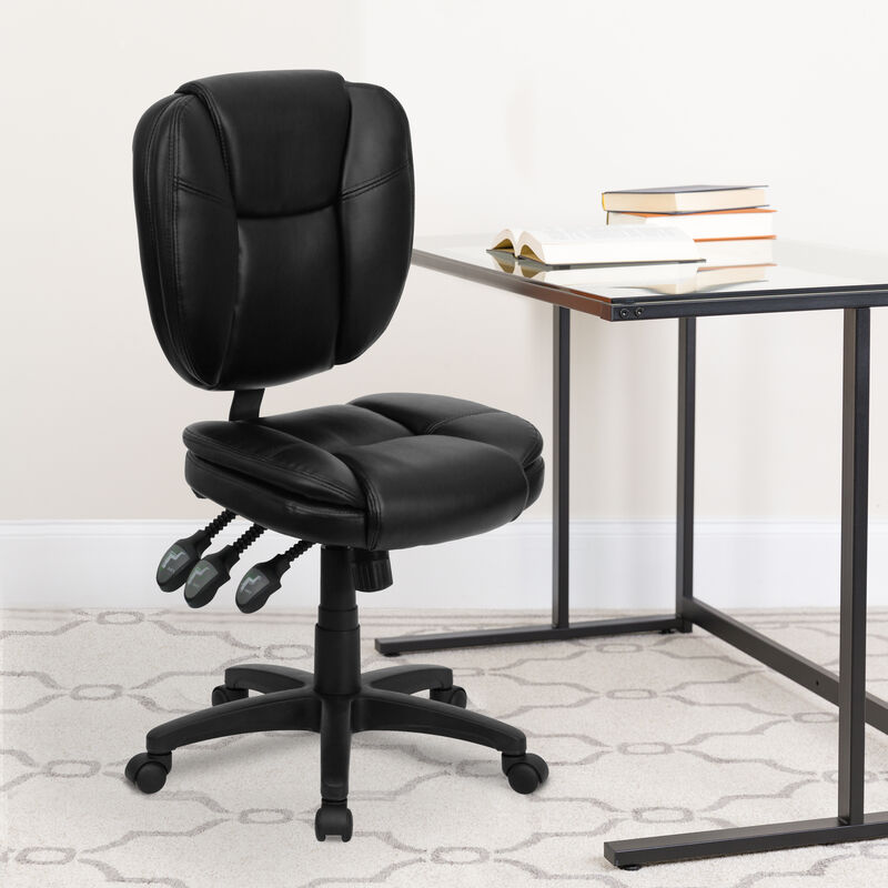 Caroline Mid-Back Fabric Multifunction Swivel Ergonomic Task Office Chair with Pillow Top Cushioning image number 1