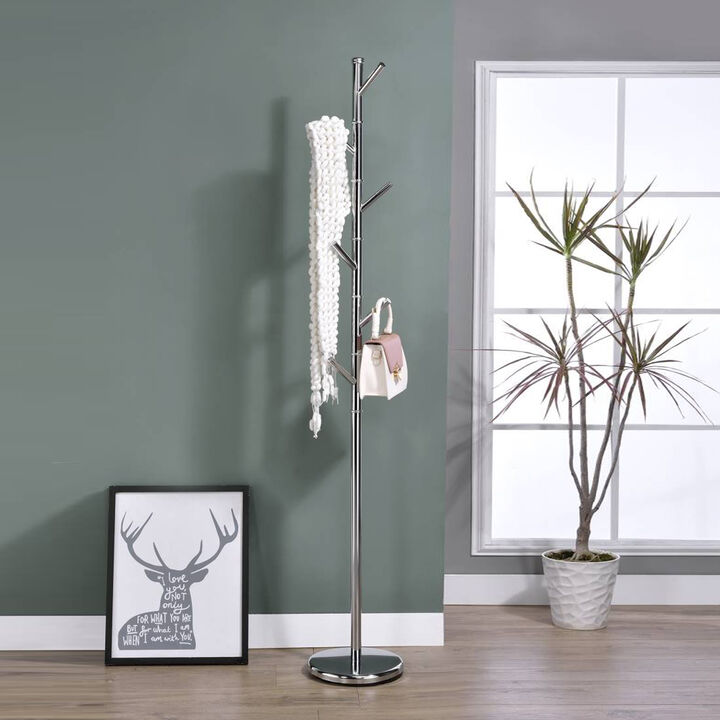 Kings Brand Furniture Metal Freestanding Hall Tree Coat Rack Stand for Bedroom, Hallway, Entrance, Office, for Hats, Coats, Scarves, Handbags