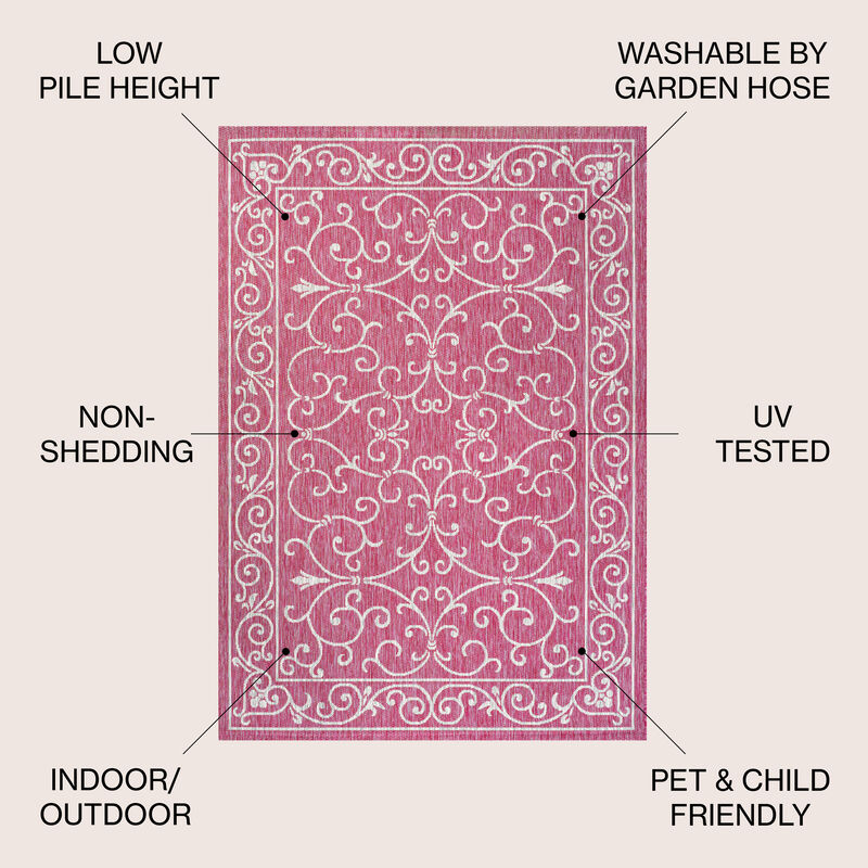 Charleston Vintage Filigree Textured Weave Indoor/Outdoor Area Rug