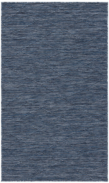 HomeRoots 3' X 5' Navy Blue And Ivory Geometric Indoor Outdoor Area Rug