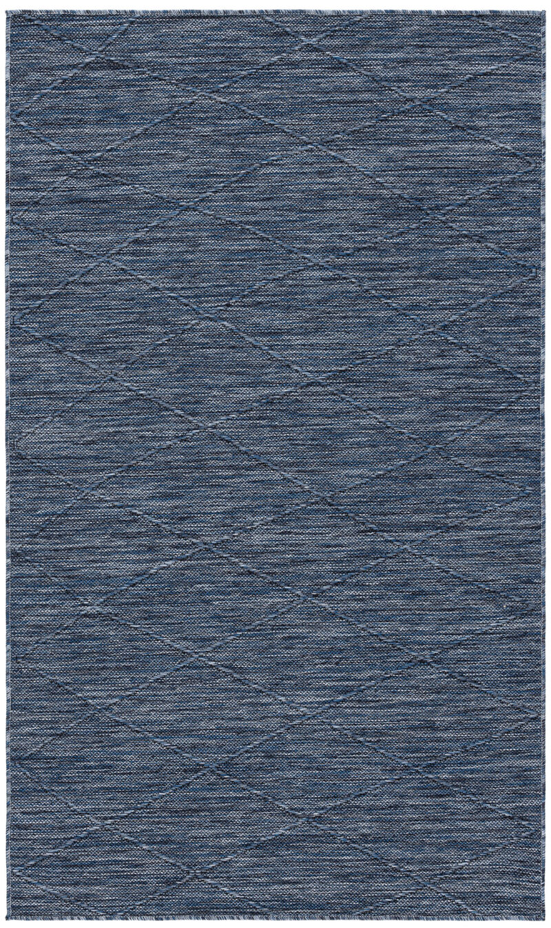 HomeRoots 3' X 5' Navy Blue And Ivory Geometric Indoor Outdoor Area Rug image number 0