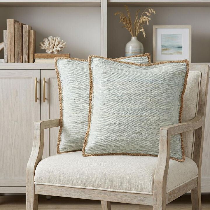 HomeRoots Set of Two 20" Gray And Natural Cotton And Jute Throw Pillows
