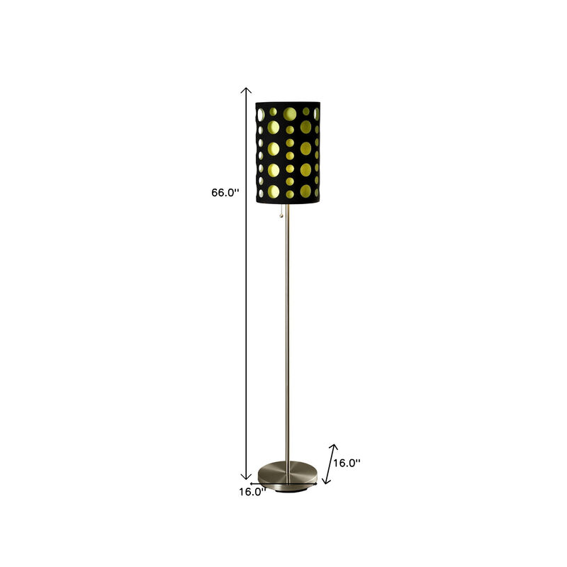 Hivvago 66" Steel Novelty Floor Lamp With Black And Green Drum Shade