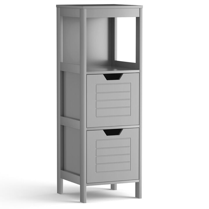 Costway Bathroom Wooden Floor Cabinet Multifunction Storage Rack Organizer Brown