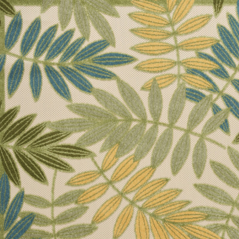 HomeRoots 5' X 8' Green Yellow And Blue Palm Leaf Indoor Outdoor Area Rug image number 4