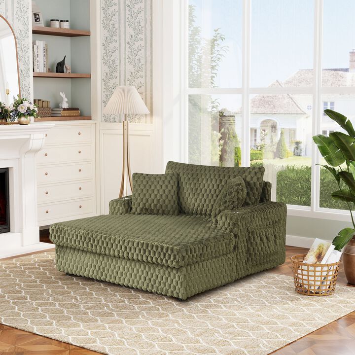 Chaise Lounge with 2 cup holder and Magazine Bag Recliner Lounge Chair Fabric Loveseat Sofa Bed for Living Room