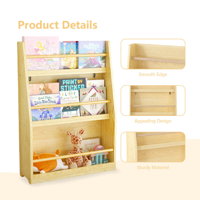 Kids Book Shelf – 3-Tier Book Rack Organizer for Bedroom, Playroom, or School
