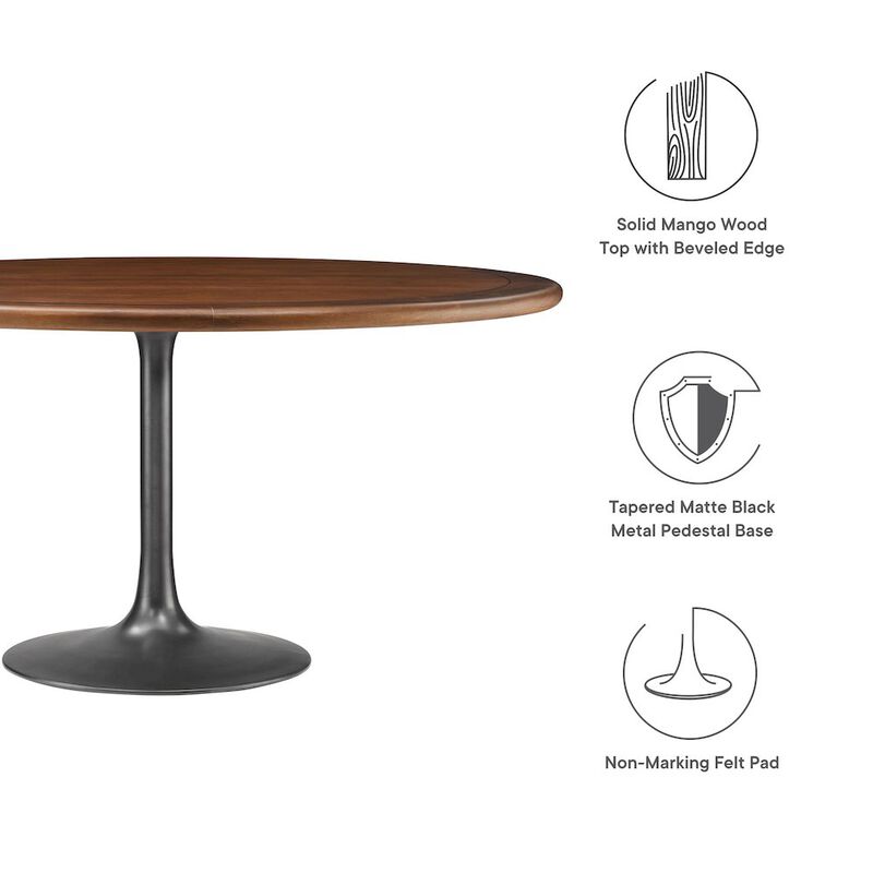 Lippa 60" Round Pedestal Solid Wood Dining Table image number 2