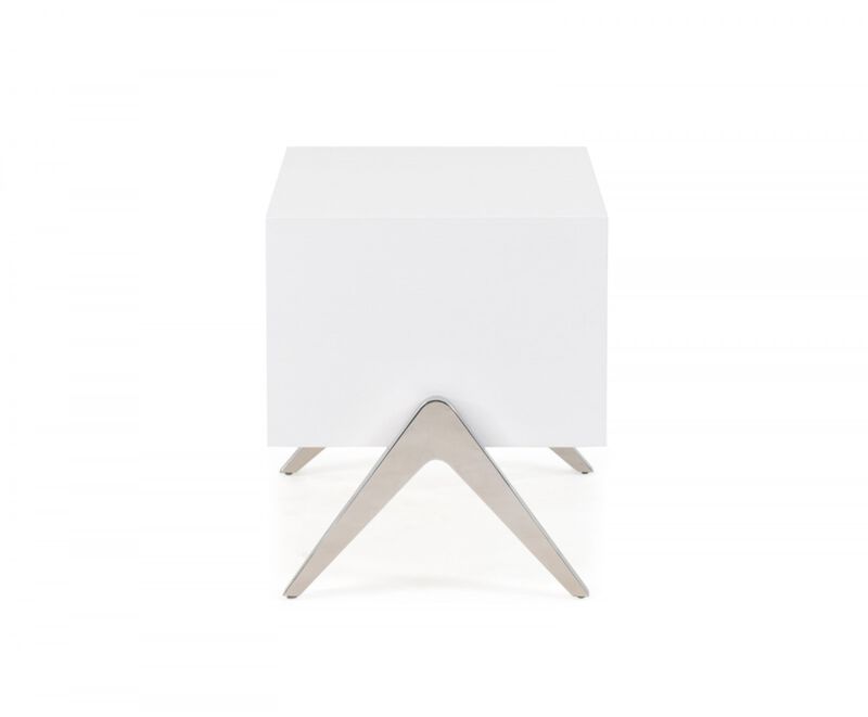 Contemporary Silky Nightstand with Steel Base and Drawer Storage