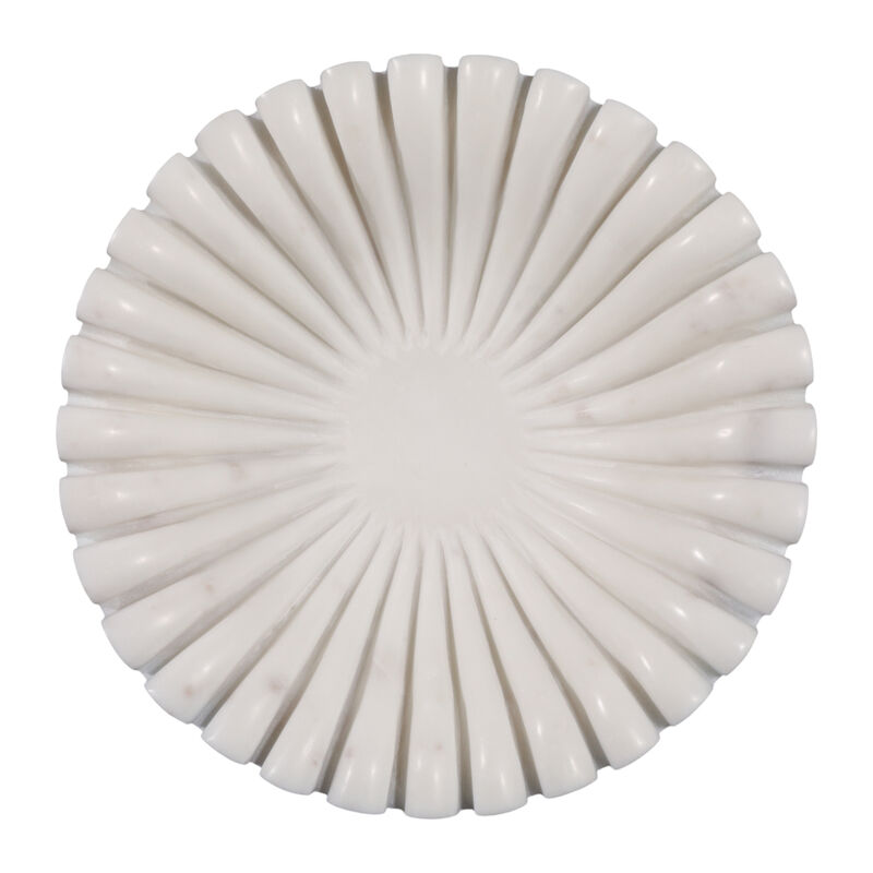 Marble 12" Pleated Bowl, White image number 5