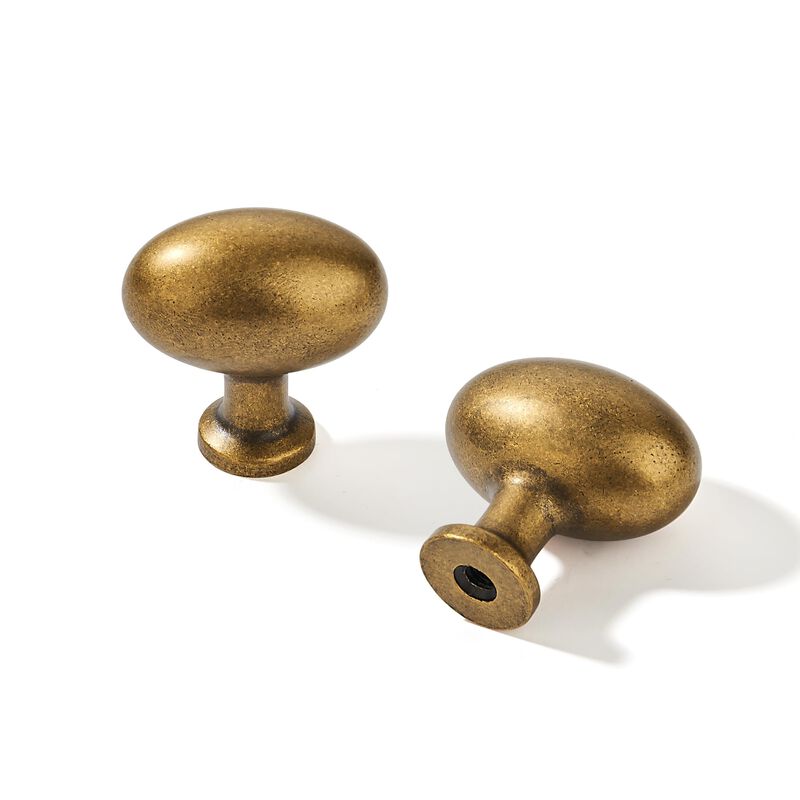 khtumeware 10 Pack 1-3/8 inch(35mm) Antique Brass Cabinet Knobs Vintage Dresser Knobs Oval Drawer Knobs Kitchen Cabinet Hardware