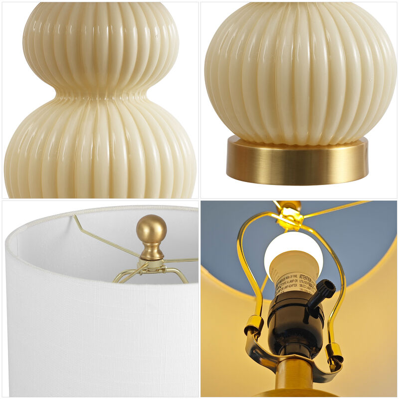 Daphne 20" Contemporary Transitional Metal/Glass Ribbed Gourd LED Table Lamp