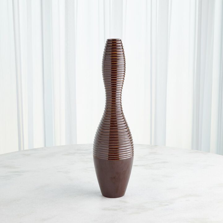 Ribbed Vase Brown-Small