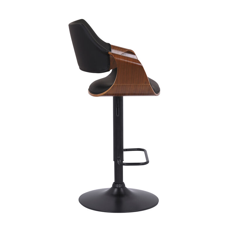 Aspen Adjustable Swivel Faux Leather and Wood Bar Stool image number 2