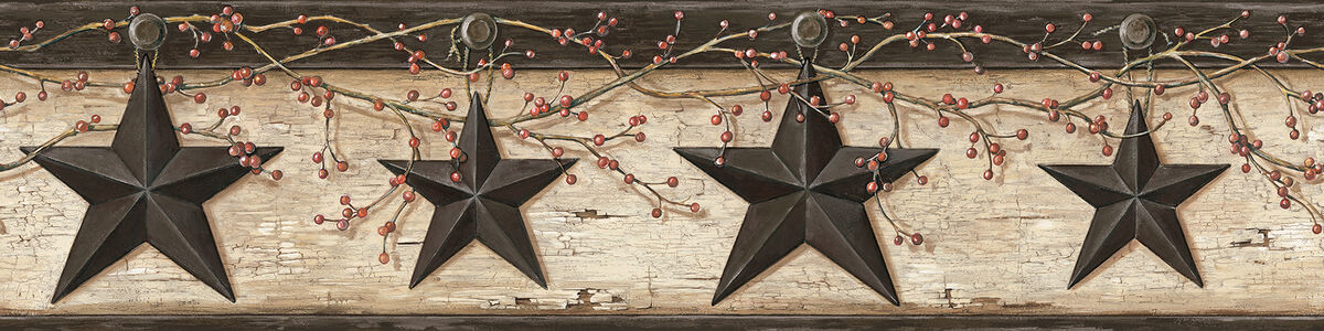 Ennis Charcoal Rustic Barn Star Wallpaper