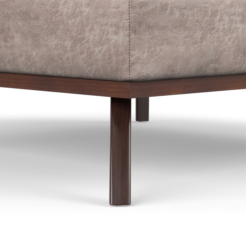 Owen 40 inch Wide Mid Century Modern Square XL Coffee Table Storage Ottoman in Distressed Grey Taupe Vegan Faux Leather, Assembled image number 6