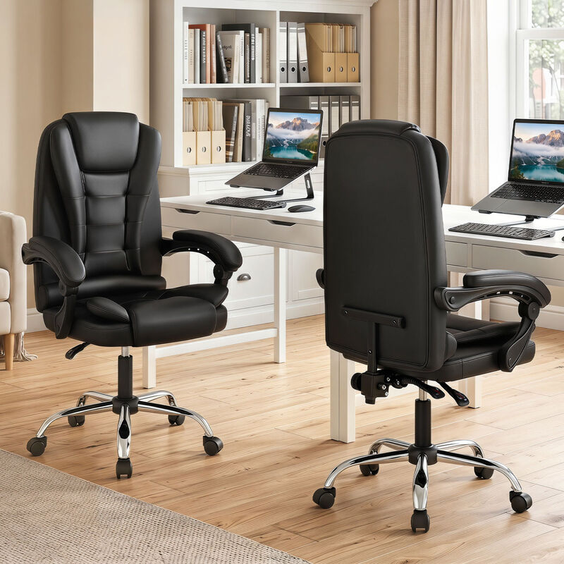 Ergonomic Executive Office Chair High Back with Armrests and Leather Seat image number 1