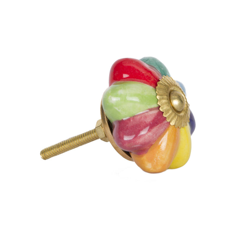 HomeRoots Set of Eight Blue And Green Ceramic And Metal Drawer Pull Knobs image number 2