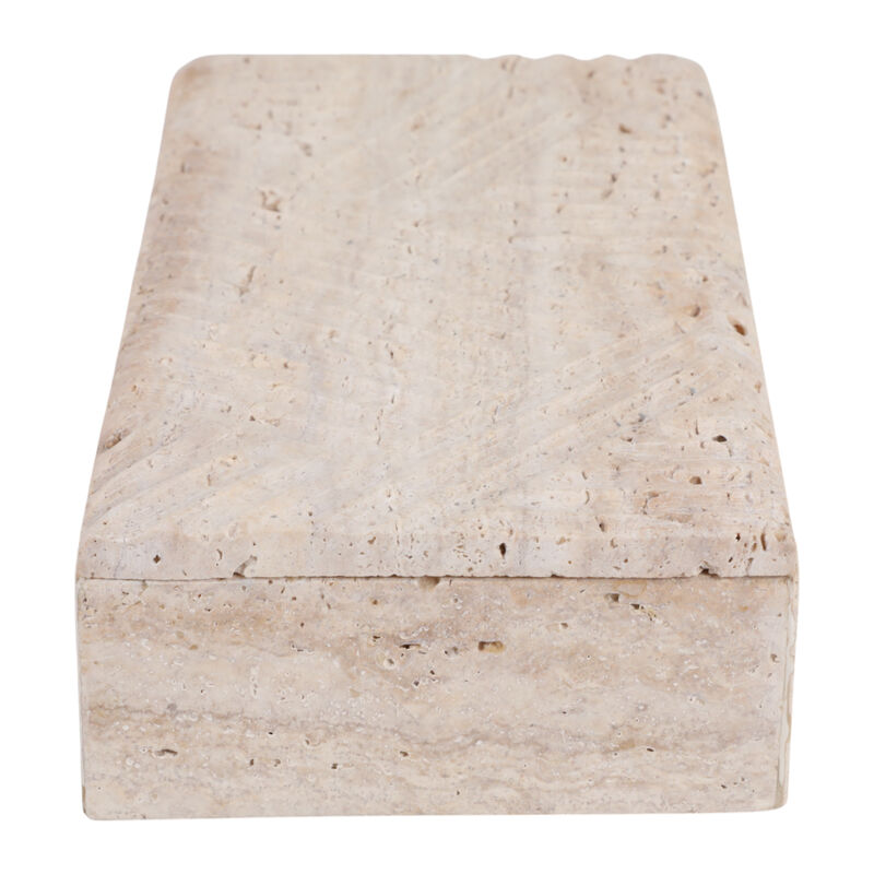 12x6" Carved Travertine Box, Tan image number 3