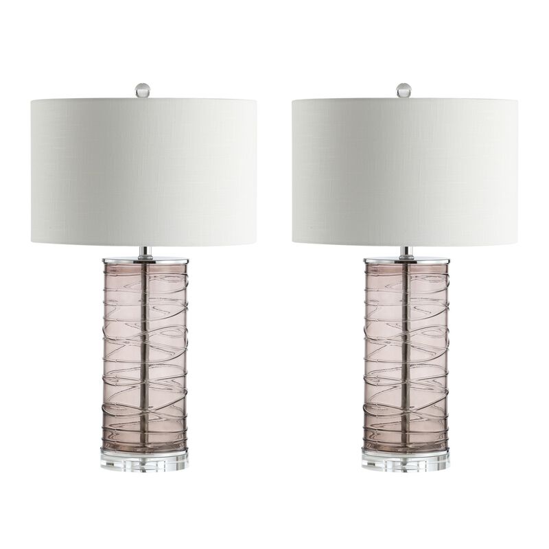Cole Modern Fused Glass Cylinder LED Table Lamp (Set of 2)