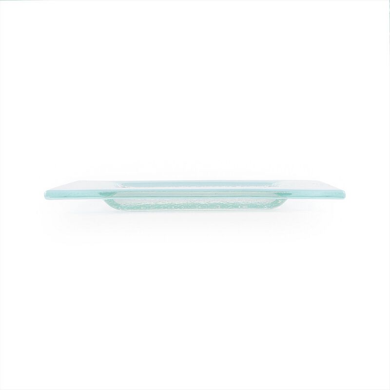 Glass Dinnerware 6" x 6" Square Blue Glass Plate (Set of 4)