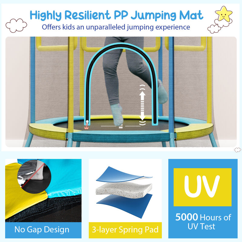 Children&rsquo;s Mini Trampoline, Enclosure Net with Foam Grip Handles image number 6