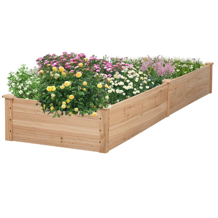 Hivvago Outdoor Solid Wood Raised Garden Bed Planter 92 x 22 x 9 inches High