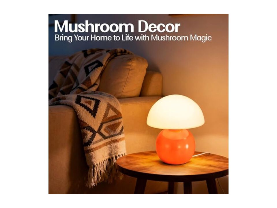 Dimmable LED Modern Mushroom Lamp For Bedroom Bedside Dorm Orange