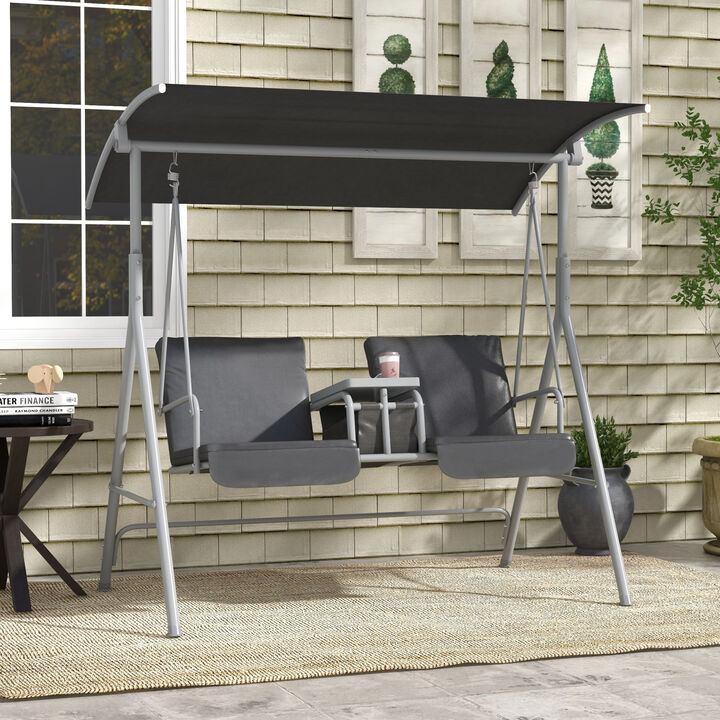 Hivvago Patio Swing Chair with Table for Backyard and Garden