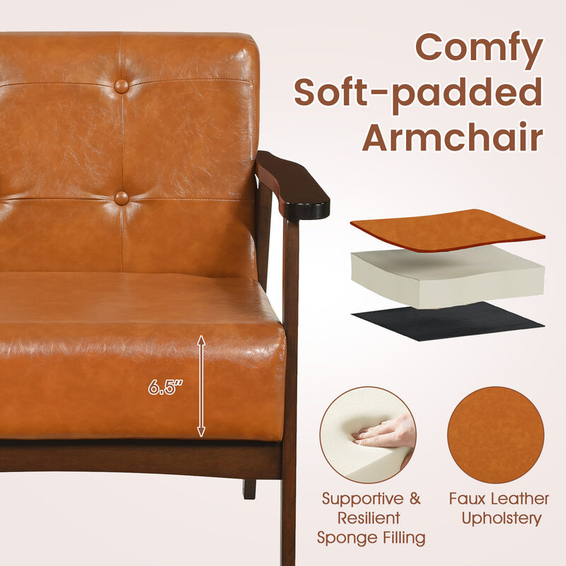 Living Room Accent Chair with Solid Rubber Wood Frame and Comfortable Armrests image number 6