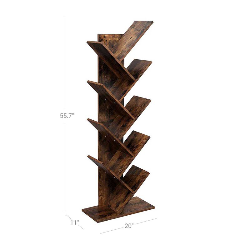 9-Tier Vertical Tree Bookcase &ndash; Space-Saving Freestanding Bookshelf for Bedroom, Study or Reading Nook