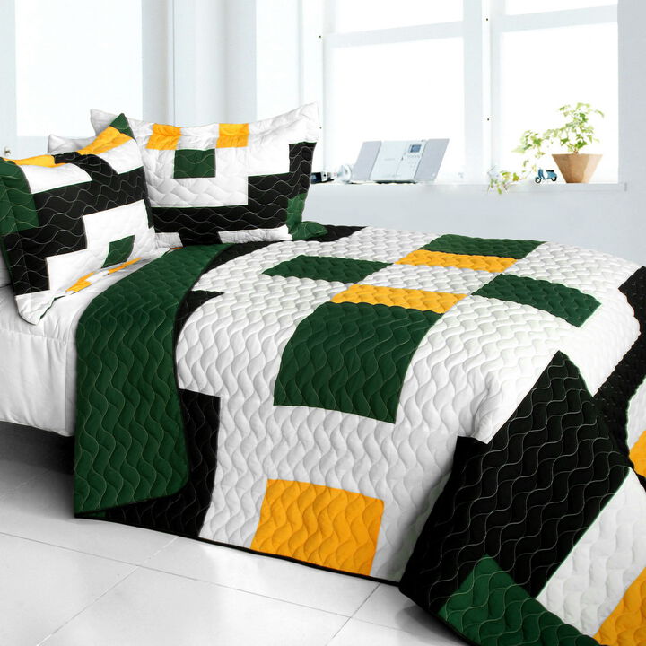 Wilderness Trip Quilted Patchwork Quilt Set 3PC Queen Size Cozy Bedding