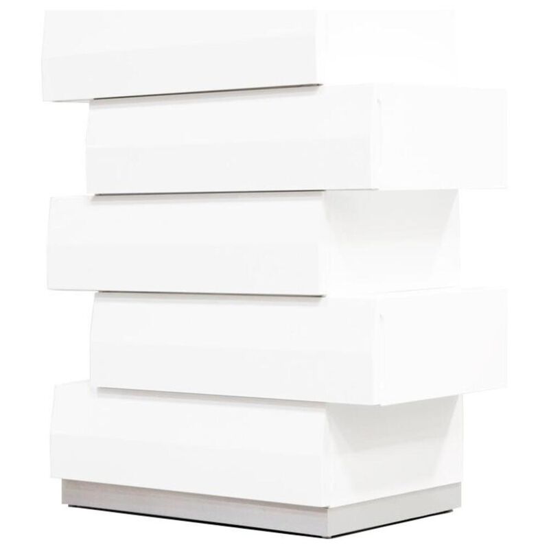 Best Master Furniture Best Master Spain 5-Drawer Poplar Wood Bedroom Chest in White/Silver Base image number 2