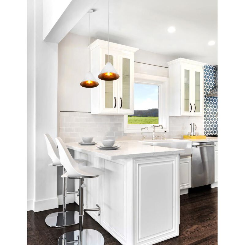 Keila 1 Light Down Pendant With Matte White & Gold Finish