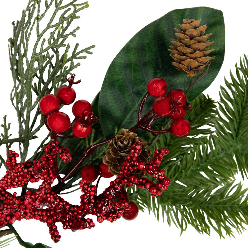 6' Green and Red Pinecones and Berries Artificial Christmas Garland- Unlit image number 5