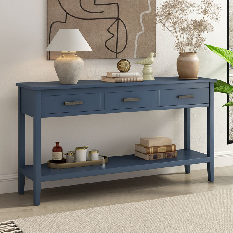 Contemporary 3-Drawer Console Table with 1 Shelf, Entrance Table for Entryway, Hallway, Living Room, Foyer, Corridor