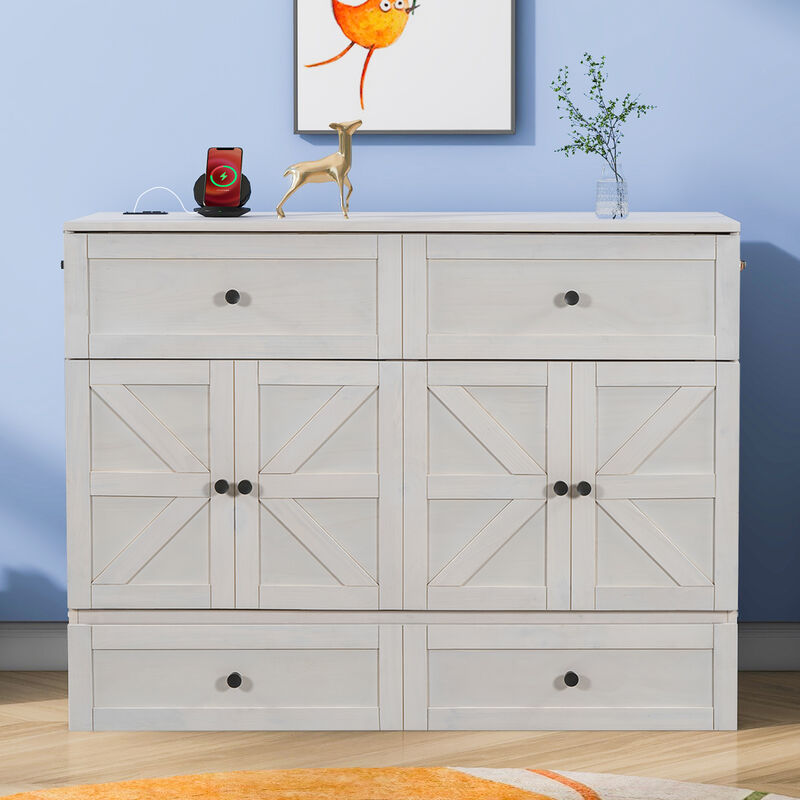 Merax Murphy Bed with Drawer and USB Ports