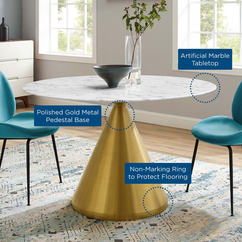 Modway - Tupelo 47" Artificial Marble Dining Table Gold White