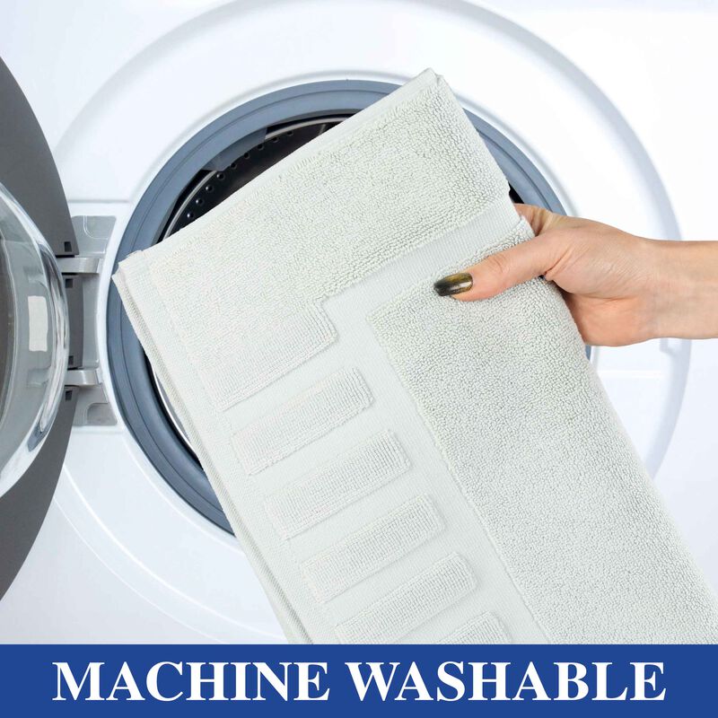 Modern Absorbent Cotton Bath Mat Set of 2 with Washable Fabric image number 4