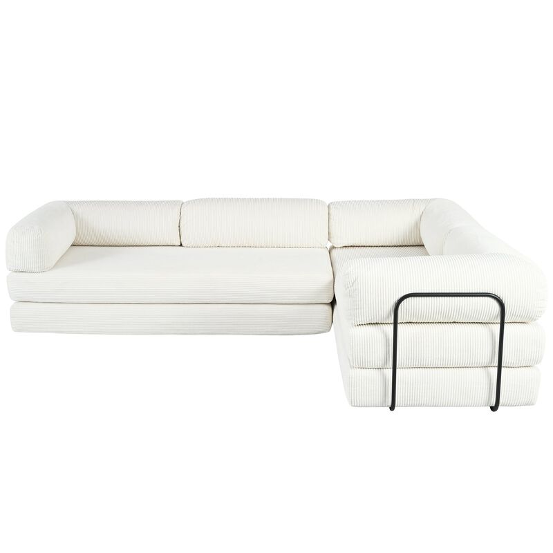 Clihome L-Shaped Corduroy Sofa Bed, Modular Sectional with Reversible Chaise & High-Density Foam for Versatile Living Room image number 0